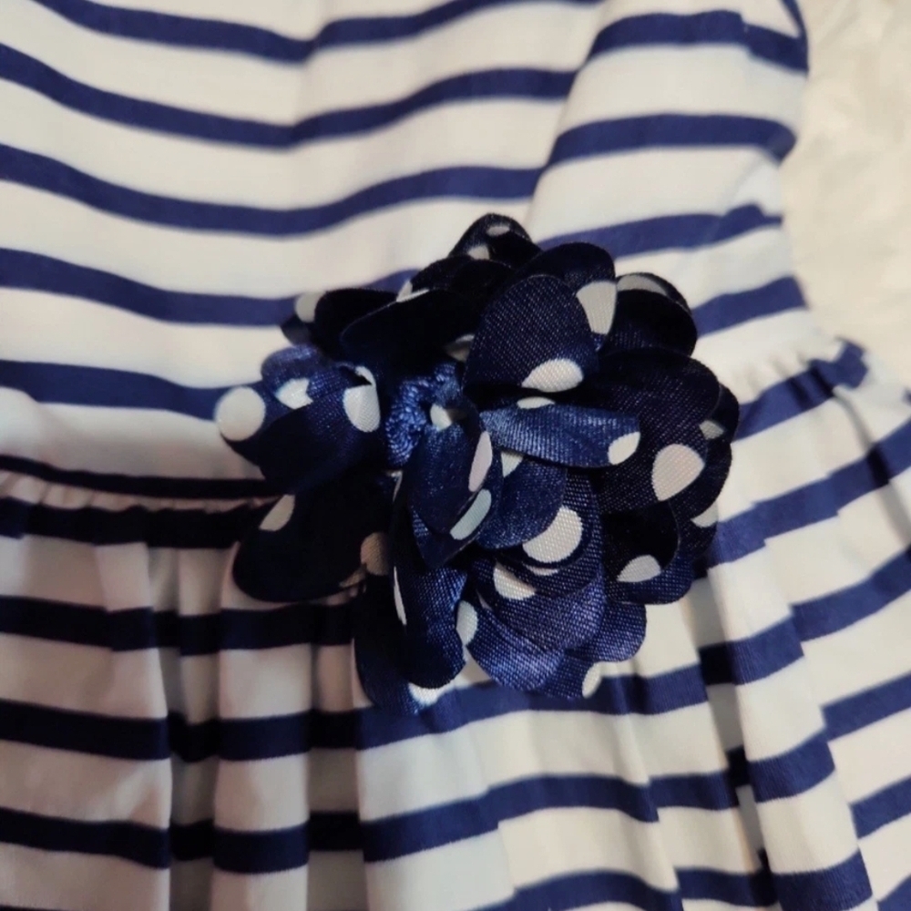 Navy and White Striped Kids Dress - Picture 8 of 8